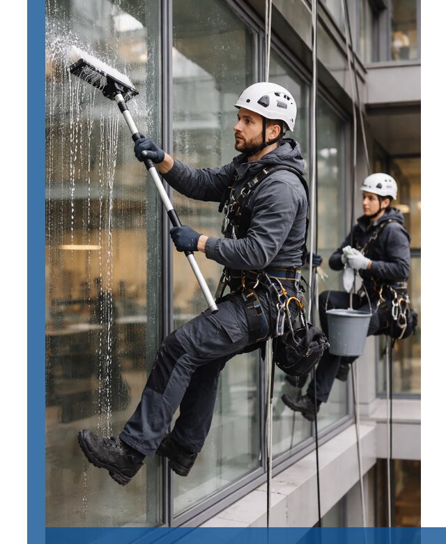 Профессиональная мойка витражей промышленными альпинистами в Зеленокумске