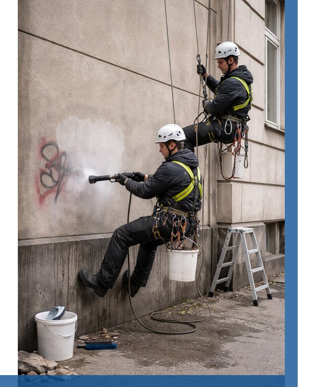 Удаление граффити с фасада в Зеленокумске от 4582 р. | ВЫСОТНИК-Злм