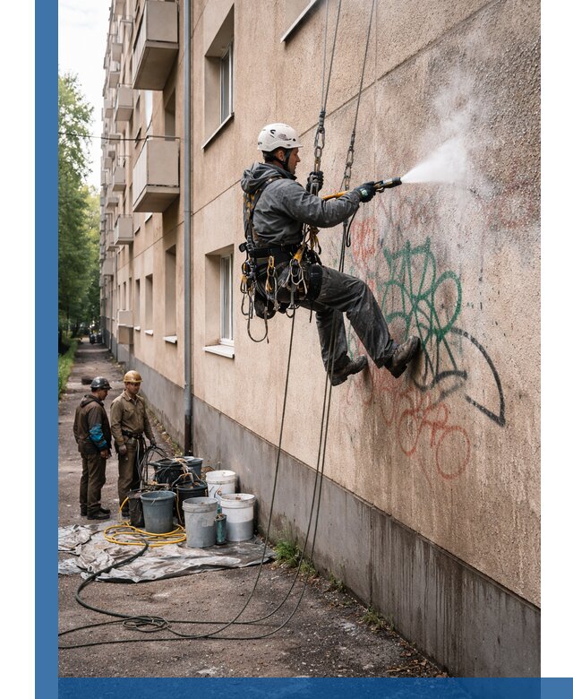 Удаление граффити с фасада в Зеленокумске без следов и повреждений