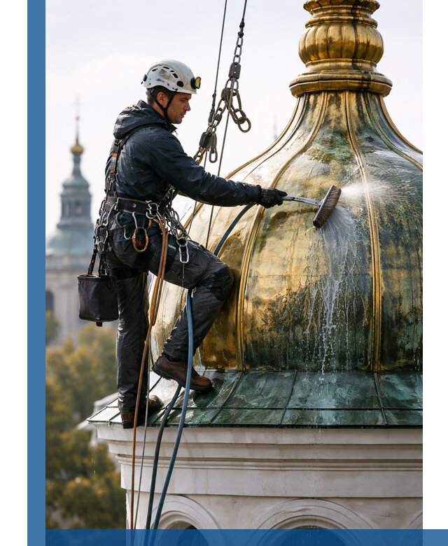 Профессиональная мойка куполов и шпилей высотными альпинистами в Зеленокумске