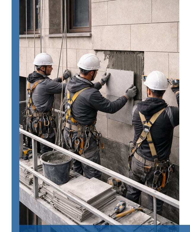 Ремонт облицовки фасада плиткой в Зеленокумске с гарантией