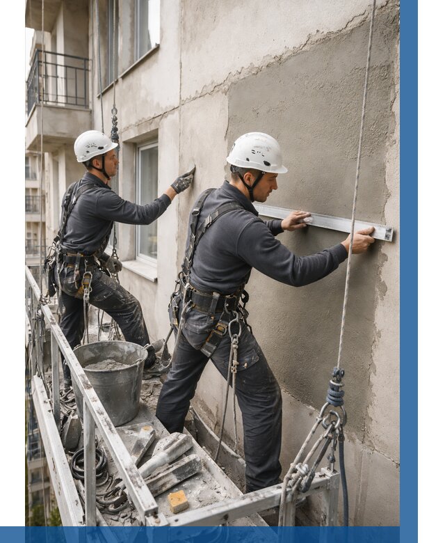 Штукатурка фасада на высоте в Зеленокумске от 916 р. | ВЫСОТНИК-Злм