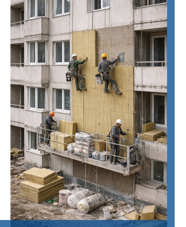 Утепление фасада минватой в Зеленокумске от 1527 р. | ВЫСОТНИК-Злм