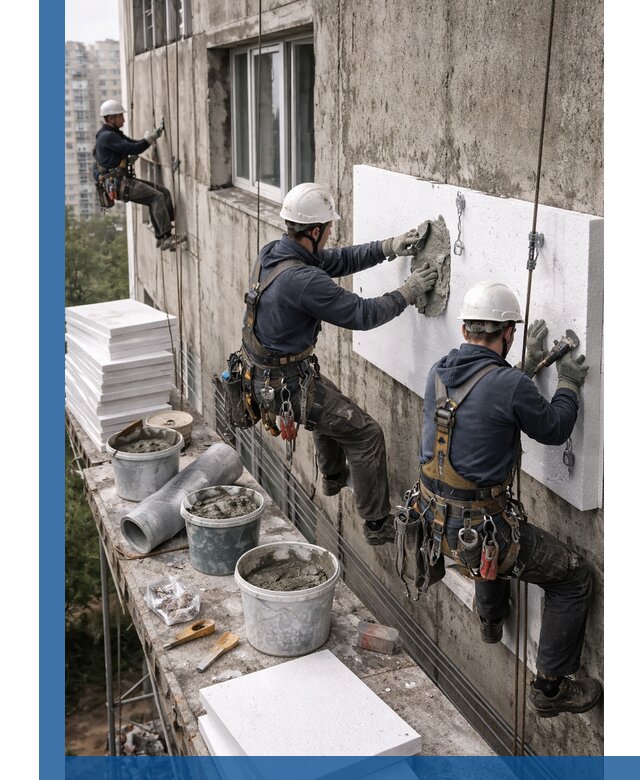 Утепление фасада пенополистиролом в Зеленокумске под ключ