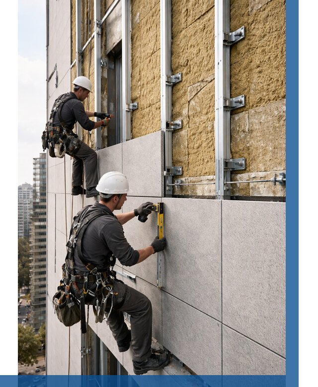 Монтаж вентилируемого фасада в Зеленокумске от 3564 р. | ВЫСОТНИК-Злм