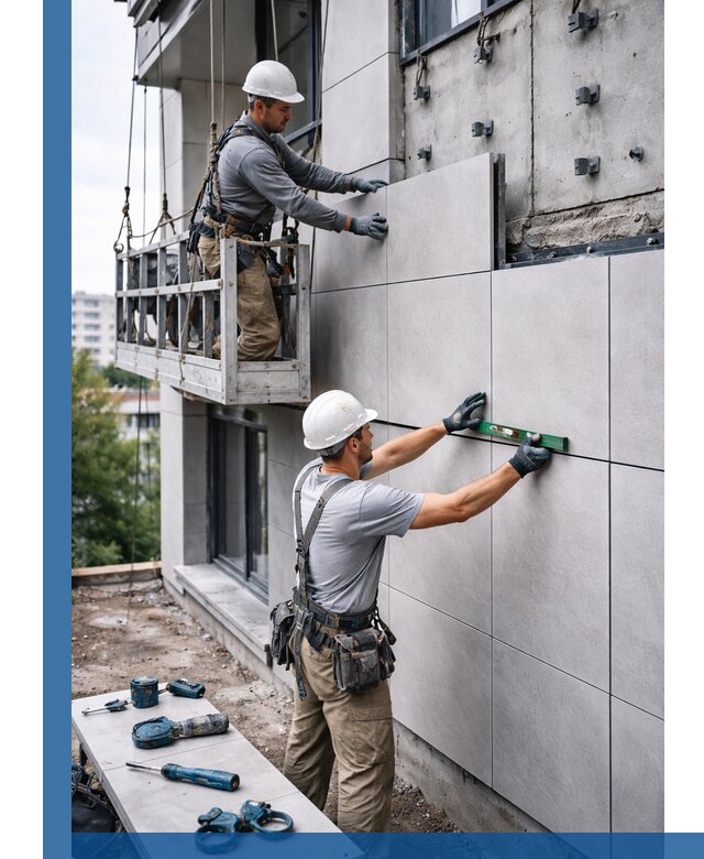 Монтаж керамогранита на фасад в Зеленокумске под ключ с гарантией качества