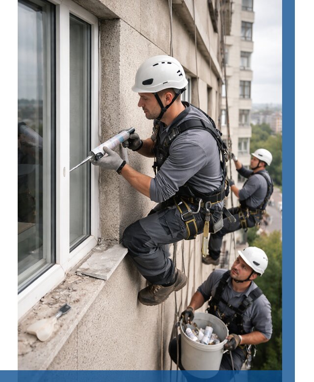 Герметизация оконных швов снаружи в Зеленокумске от 1527 р. | ВЫСОТНИК-Злм