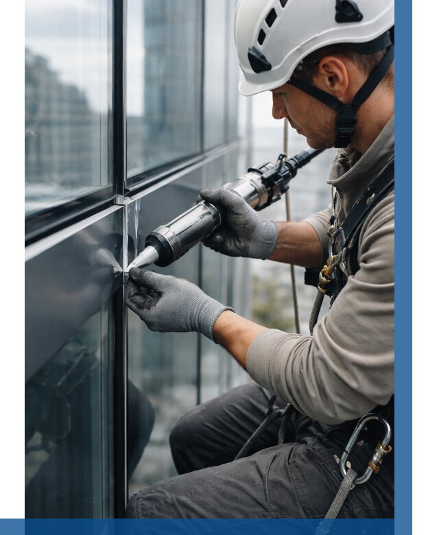 Герметизация стыков витража в Зеленокумске от 1222 р. | ВЫСОТНИК-Злм