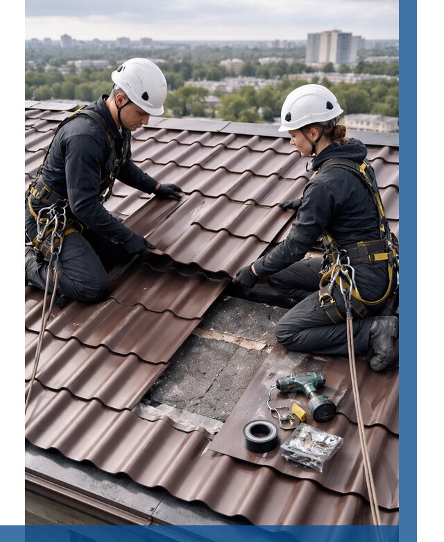 Ремонт металлочерепицы на крыше в Зеленокумске от 916 р. | ВЫСОТНИК-Злм