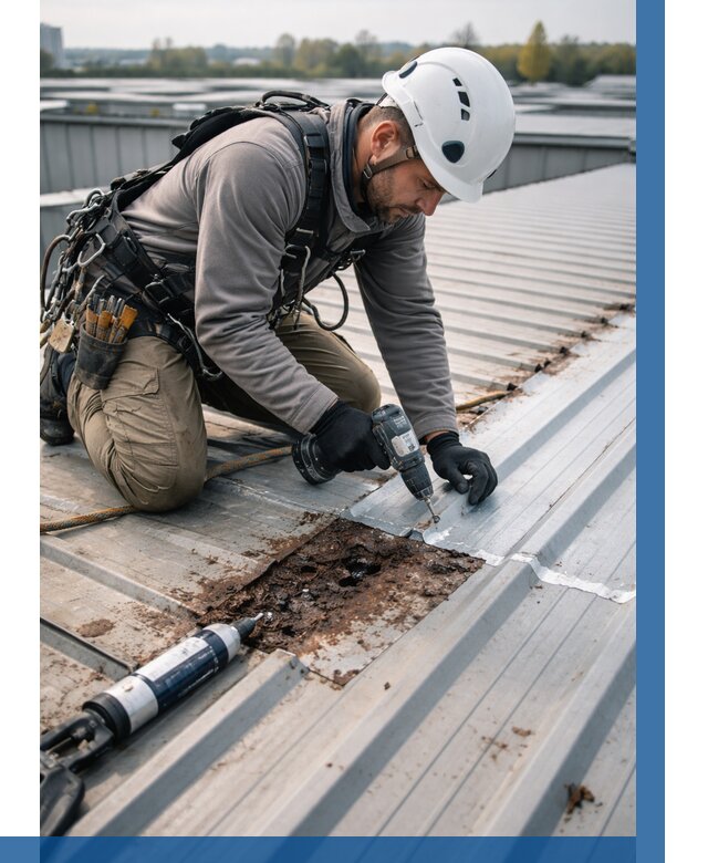 Ремонт профнастила на кровле в Зеленокумске от 713 р. | ВЫСОТНИК-Злм