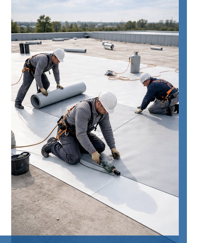 Монтаж мембранной кровли под ключ в Зеленокумске от 1222 р. | ВЫСОТНИК-Злм