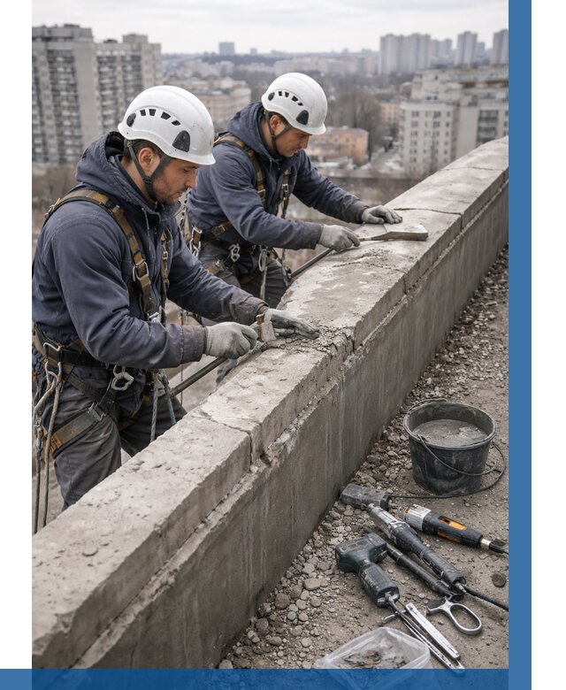 Ремонт парапета на кровле в Зеленокумске от 1527 р. | ВЫСОТНИК-Злм