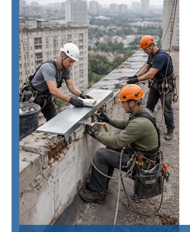 Ремонт парапета на кровле в Зеленокумске, высотные работы с гарантией