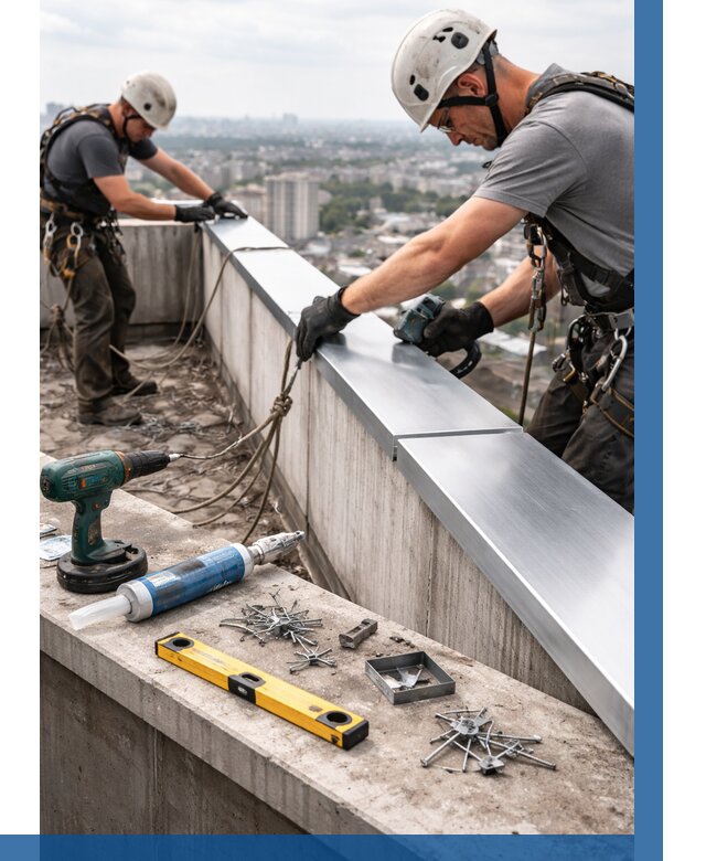 Монтаж парапетных крышек в Зеленокумске от 815 р. | ВЫСОТНИК-Злм