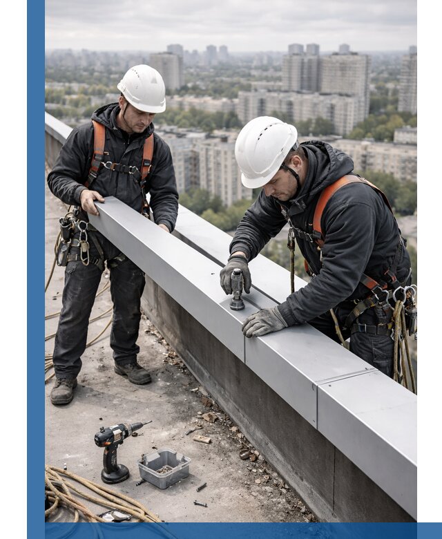 Монтаж парапетных крышек и ограждений кровли в Зеленокумске