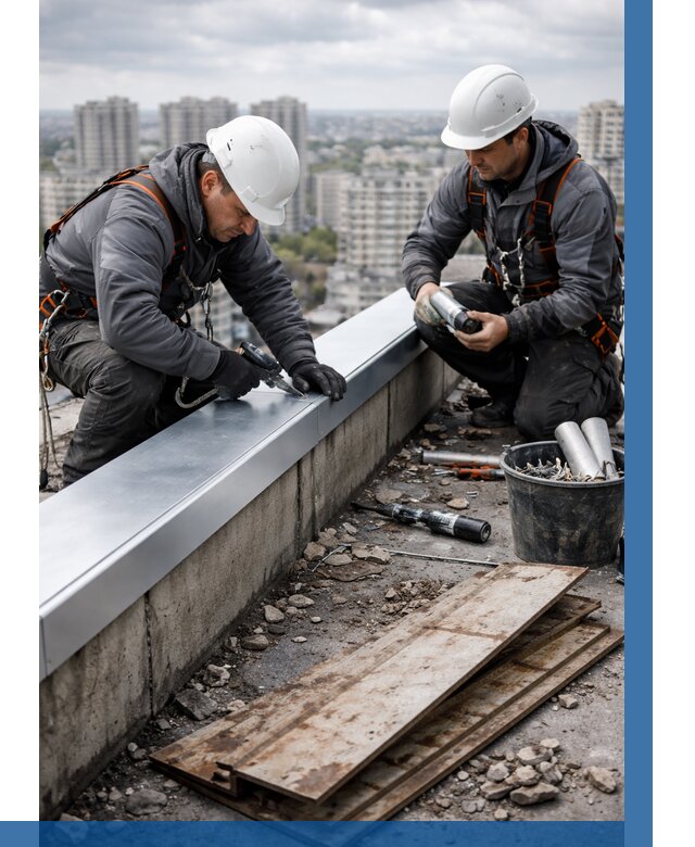 Замена парапетных крышек под ключ в Зеленокумске от 1222 р. | ВЫСОТНИК-Злм