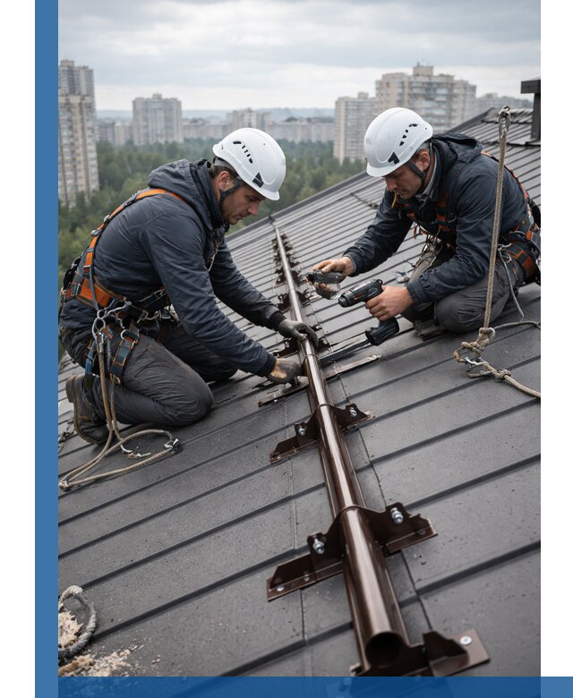 Монтаж снегозадержателей на кровле зданий в Зеленокумске под ключ