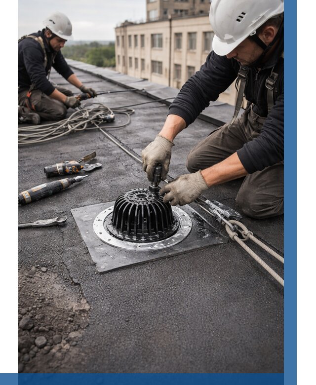 Установка водосточных воронок в Зеленокумске цена от 3564 р. | ВЫСОТНИК-Злм