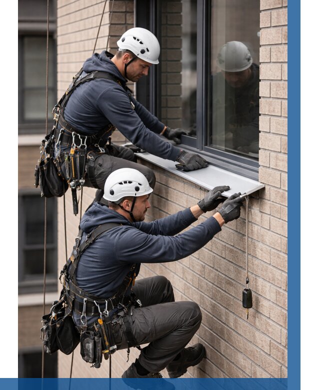 Монтаж оконных отливов под ключ в Зеленокумске от 3564 р. | ВЫСОТНИК-Злм