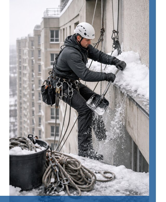 Очистка карнизов от снега в Зеленокумске от 305 р. | ВЫСОТНИК-Злм