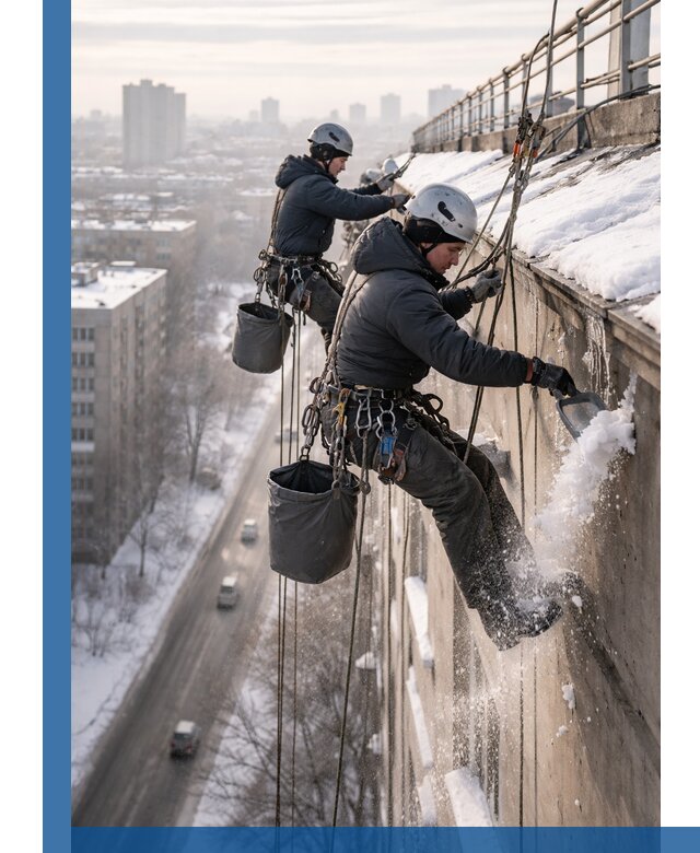Очистка карнизов от снега в Зеленокумске профессионально и безопасно