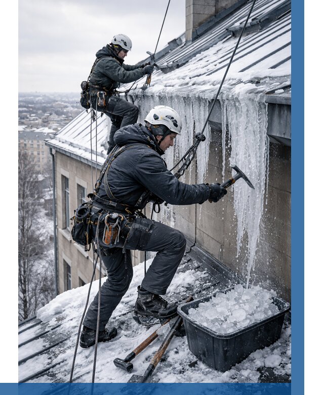 Удаление наледи с кровли в Зеленокумске от 5600 р. | ВЫСОТНИК-Злм