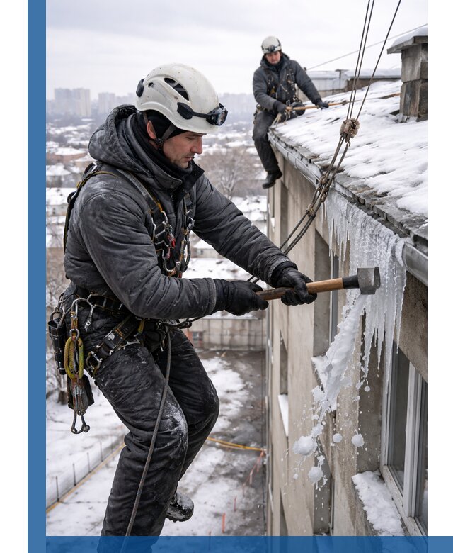 Сбивание и удаление сосулек с крыши в Зеленокумске безопасно