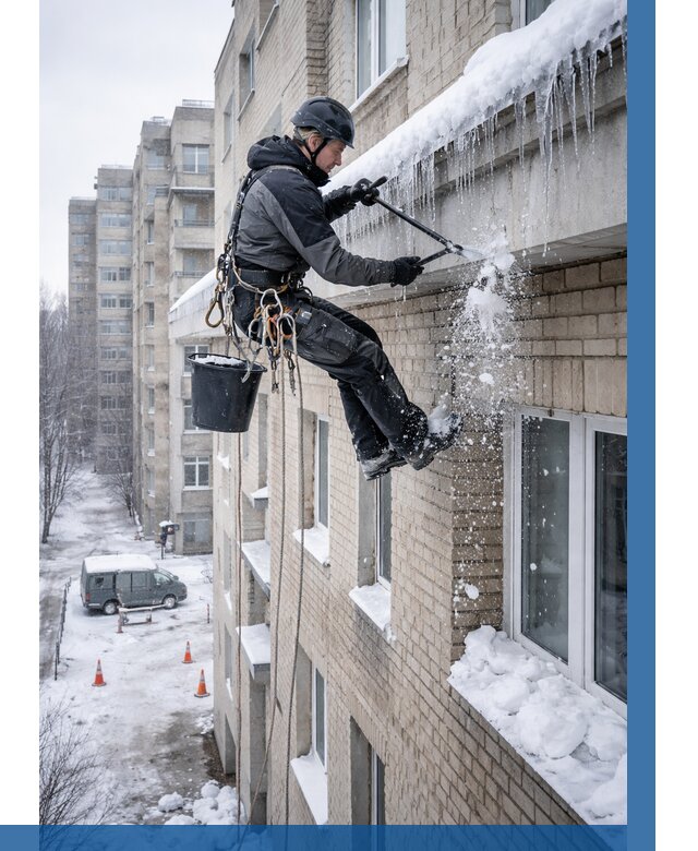 Удаление наледи с карнизов в Зеленокумске от 356 р. | ВЫСОТНИК-Злм