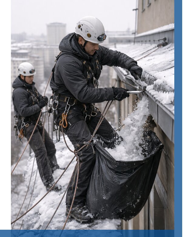 Аварийная очистка крыши в Зеленокумске под ключ от 305 р. | ВЫСОТНИК-Злм