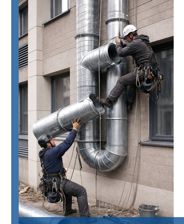 Монтаж фасадных воздуховодов в Зеленокумске с герметизацией и крепежом