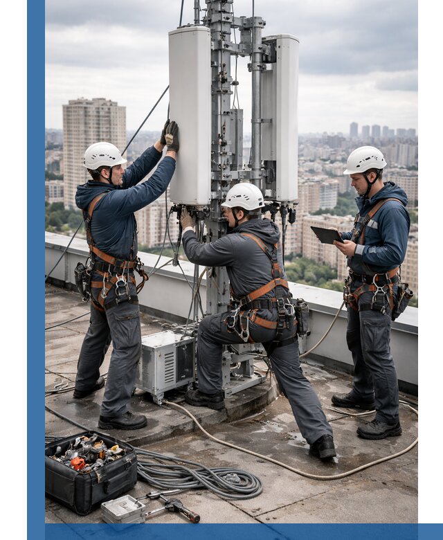 Монтаж антенн связи на крыше в Зеленокумске с вводом в эксплуатацию