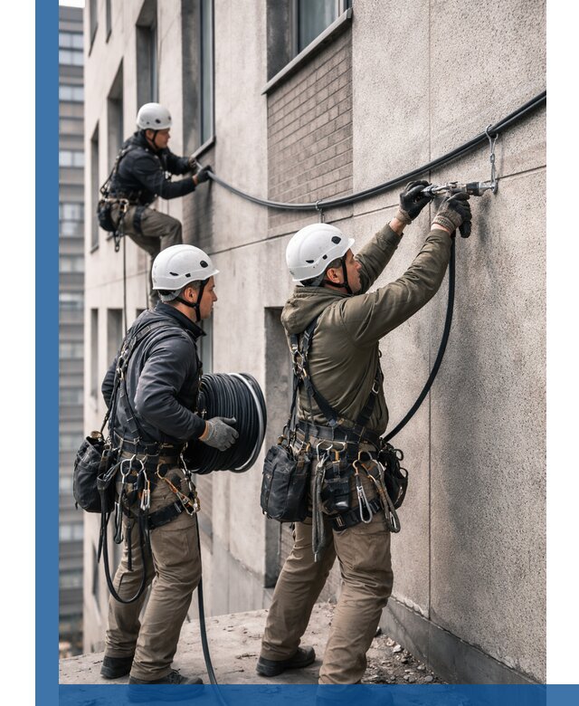 Прокладка кабеля по фасаду в Зеленокумске, профессиональный монтаж