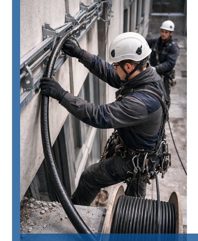 Протяжка кабеля питания на высоте в Зеленокумске с гарантией безопасности и качества