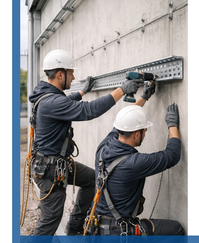 Монтаж кабельных лотков на фасаде зданий в Зеленокумске с гарантией