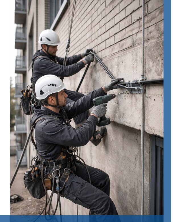 Крепление кабеля на фасаде в Зеленокумске от 356 р. | ВЫСОТНИК-Злм