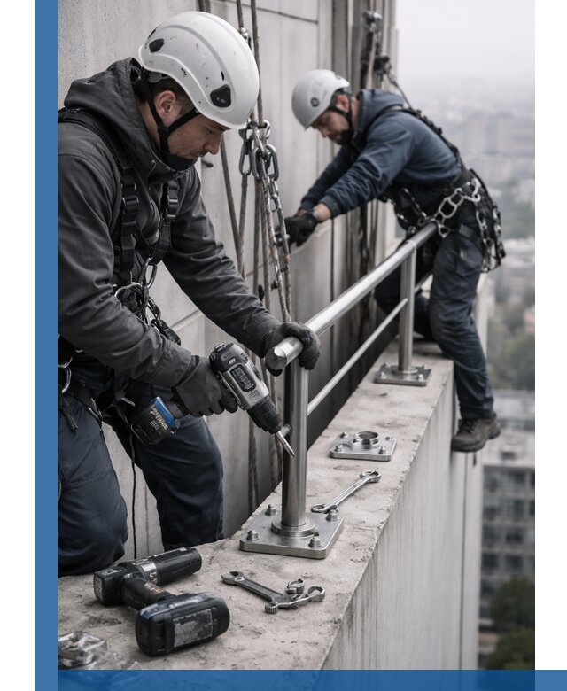 Монтаж перил на высоте в Зеленокумске для жилых и промобъектов