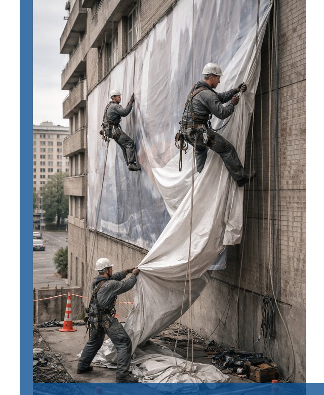 Демонтаж баннеров с фасада в Зеленокумске оперативно и безопасно