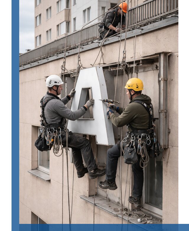 Ремонт и восстановление наружных вывесок на высоте в Зеленокумске