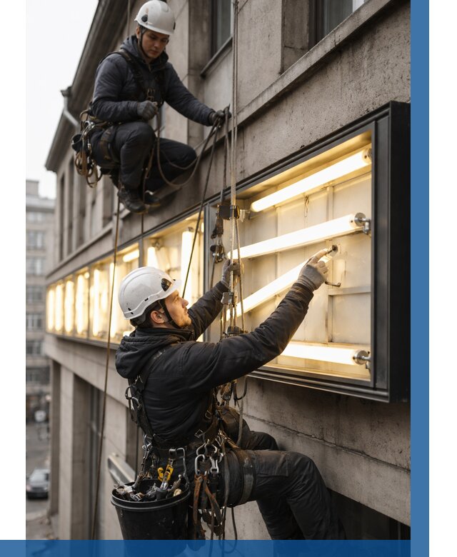 Замена ламп в вывеске в Зеленокумске под ключ от 3564 р. | ВЫСОТНИК-Злм