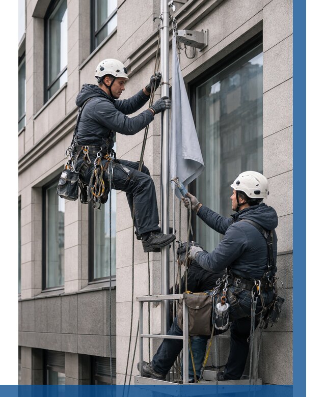 Установка флагов на фасаде в Зеленокумске от 4582 р. | ВЫСОТНИК-Злм