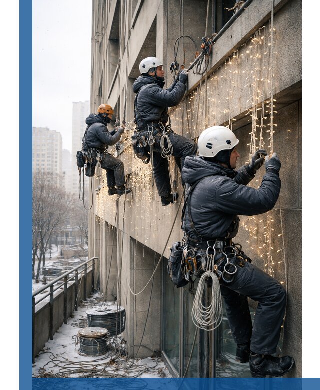 Монтаж новогодней иллюминации и украшение фасадов в Зеленокумске