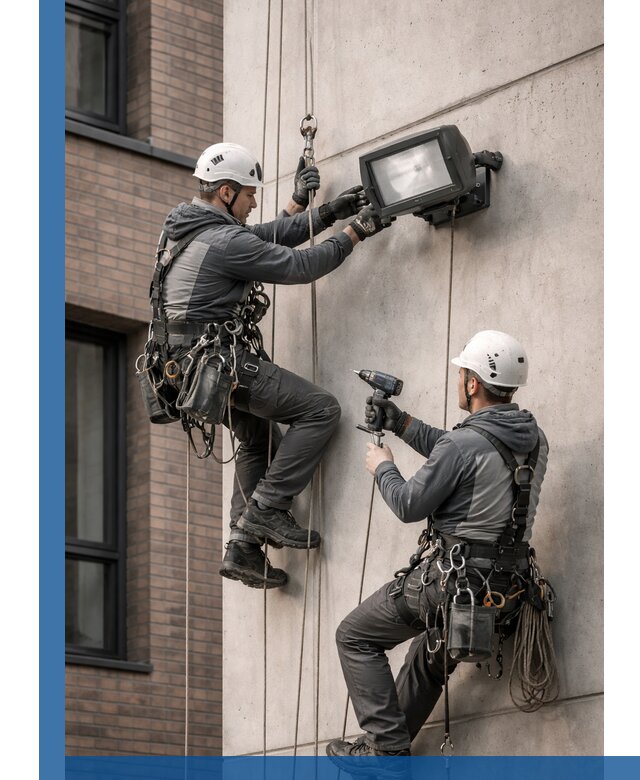 Профессиональный монтаж фасадных прожекторов в Зеленокумске под ключ