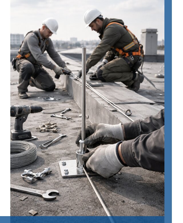 Монтаж молниезащиты на кровле в Зеленокумске цена от 25455 р. | ВЫСОТНИК-Злм