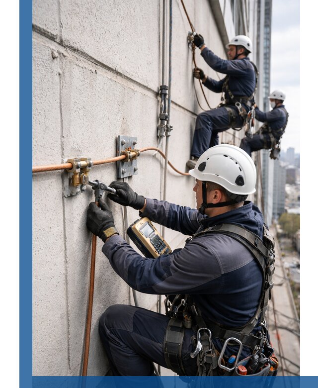 Монтаж системы заземления здания и молниезащиты в Зеленокумске