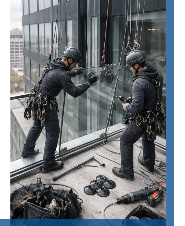 Монтаж стеклянных ограждений в Зеленокумске от 2546 р. | ВЫСОТНИК-Злм