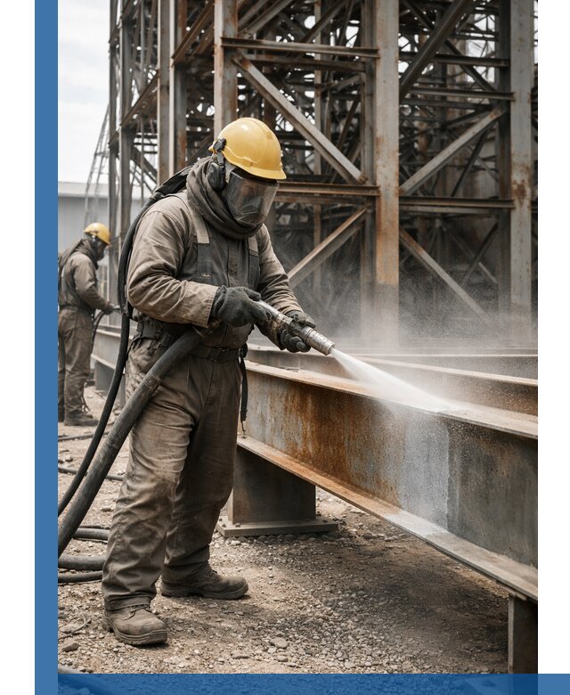 Пескоструйная очистка металлоконструкций в Зеленокумске промышленная