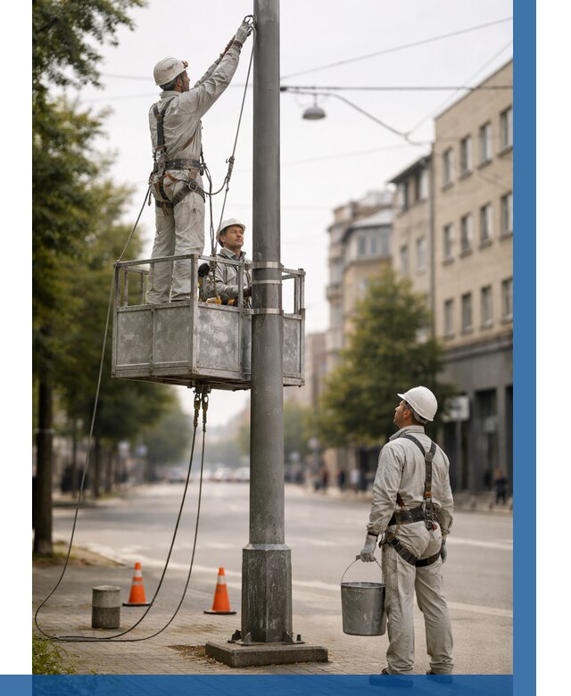 Покраска опор освещения в Зеленокумске от 5091 р. | ВЫСОТНИК-Злм