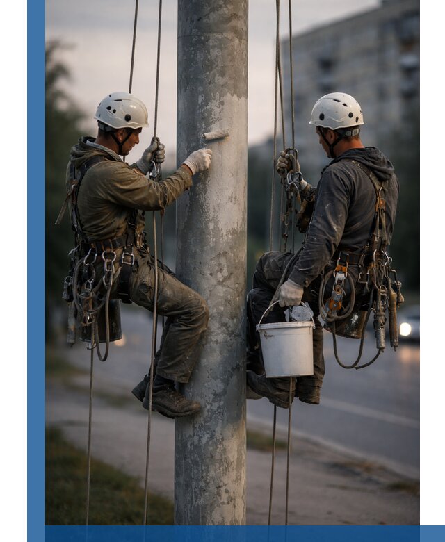 Покраска опор освещения и антикоррозийная защита в Зеленокумске