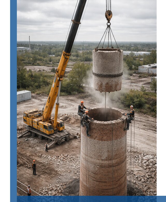 Демонтаж дымовой трубы в Зеленокумске с гарантиями безопасности