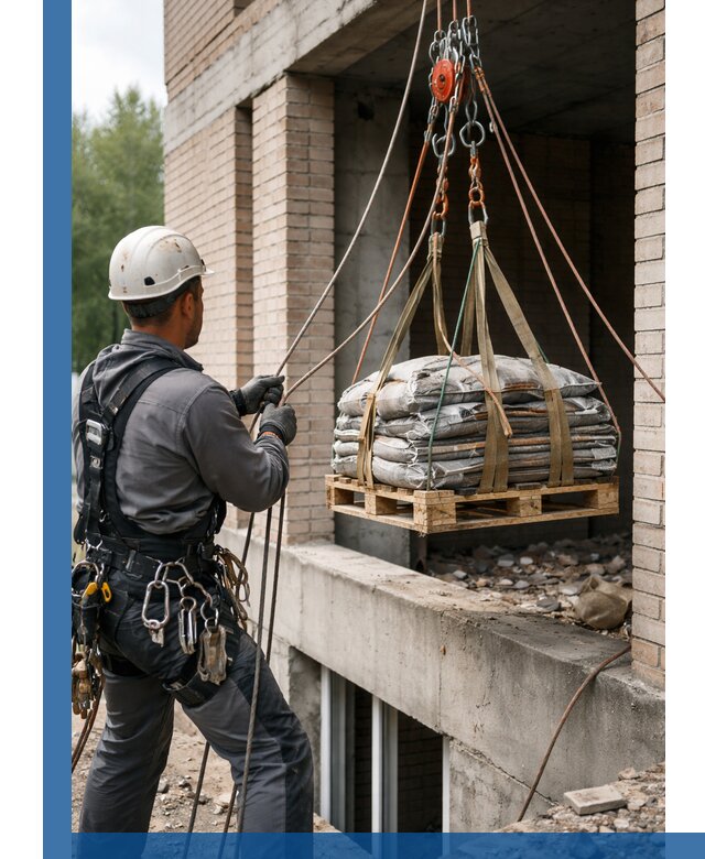 Подъем материалов на этаж веревками в Зеленокумске оперативно